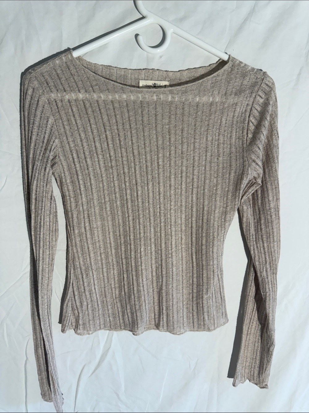 Natural Life Ribbed Long-Sleeve Top - Taupe